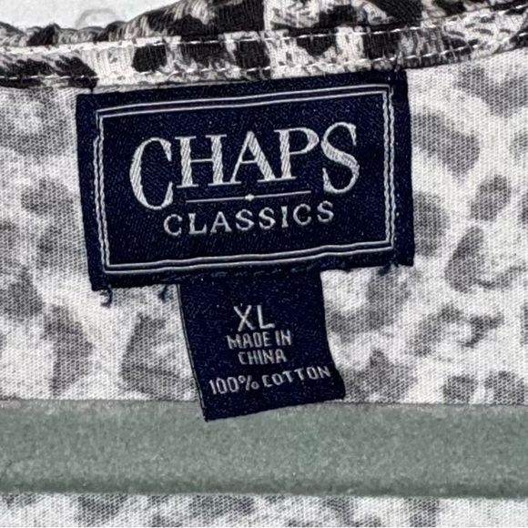 Chaps Classic Women's Animal Print Blouse - Black and White - Picture 2 of 8